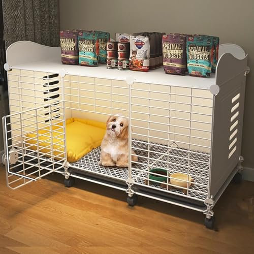 LIULIQ Innenhütte Für Kleine Hunde, Abnehmbare Hundebox, DIY-Hundehütte Aus Metalldraht Mit Abschließbarer Tür, Abschließbaren Rädern Und Abnehmbarem Reinigungstablett Für Kleine Hunde Und Welpen