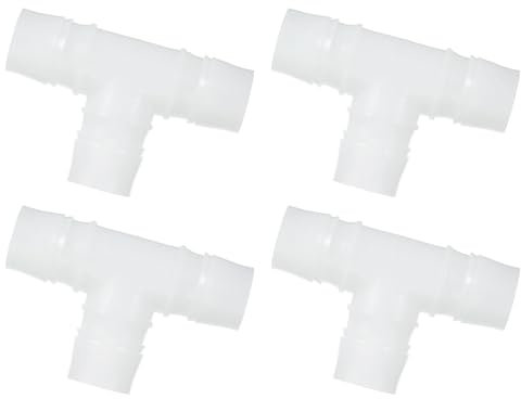sourcing map 1 Hose Barb Fitting, 4 Pcs Equal Barbed T Shaped 3 Way Plastic Splicer Joint Mender Adapter Union Fitting for Air Line Tubing Pipe Household Fuel Gas Liquid