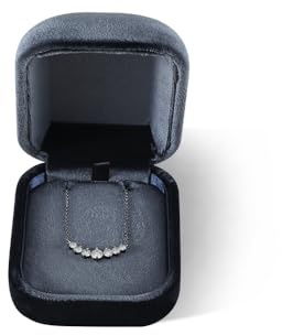 Dansmiy HalskettenBox, Samt HalsketteBox, Schmuck-Geschenkbox, Halsketten-Box Aus Samt, Halsketten Box Für Den Antrag, Jahrestag, Valentinstag, Weihnachten, Vintage-Schmuck, Geschenkverpackung | Samt-Halskettenbox für Geburtstag, Schmuck, Geschenk, Anhänger, Halskette, Organizer, Verpackung, kleine Hülle, grau