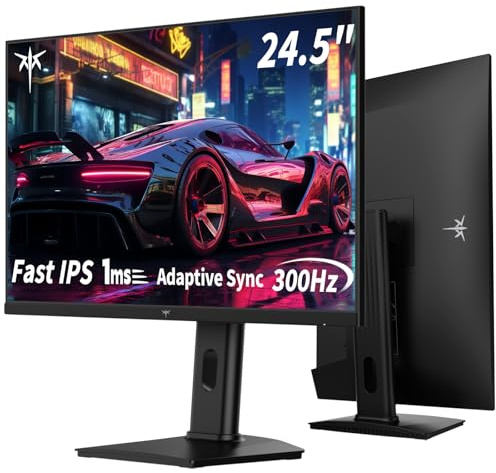KTC écran PC Gamer 25 Pouces | 300Hz | FHD 1080P | Fast IPS Panel | 1ms | Adaptive-Sync | HDR10 | 119% sRGB | HDMI x2, DP x1 | Pivoter, soulever Stand | Montage Mural VESA 100 * 100mm | H25Y7