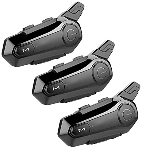 Janasiba Lot de 3 casques Bluetooth pour moto - Interconnexion avec le casque en plein air - Avec fonction de réduction de bruit