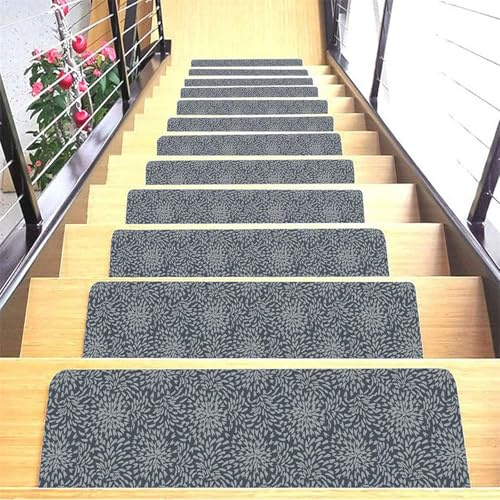 Alfombra antideslizante para escaleras, 6 unidades, 8 x 30 pulgadas, alfombras de borde interior para peldaños de madera, caminos de escaleras, diseño antideslizante (color 4, 26 x 80 cm)