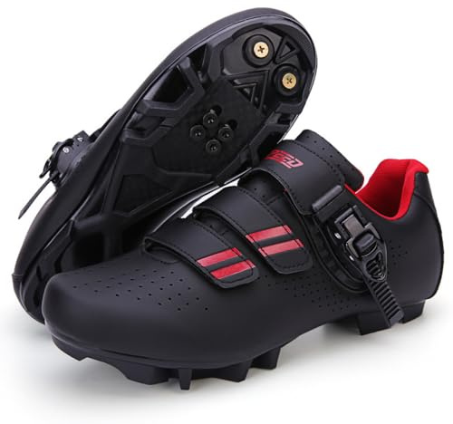Mountainbike-skor herr och dam andningsbara MTB cykelskor herr bekväma halkfria MTB cykelskor sneaker inomhus utomhus cykel ridsko, Svart 1, 37 EU