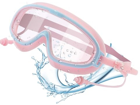 Generisch Occhialini da nuoto per bambini piccoli, occhiali da nuoto per bambini, senza perdite, anti appannamento, protezione UV, per sport acquatici con tappi per le orecchie per età