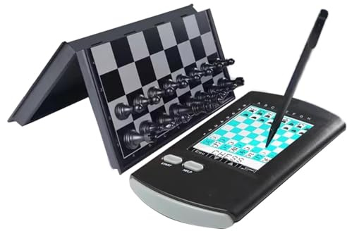 Handheld Elektronisches Schachbrett mit großem LCD-Display, KI-Schachset für Lernen und Reisen
