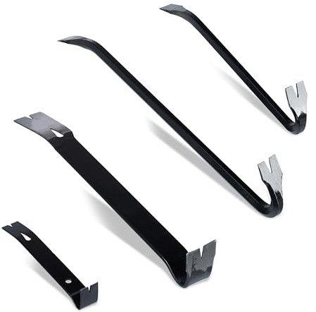 Relaxdays Set 4 pz, demolizione e Leve Decorative, Acciaio, Nero, 45 x 2 x 2.5 cm