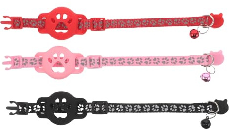 WOONEKY 3stücke Reflektierendes Halsband zur Katzenortung Sicherheitsband mit Glöckchen Kompatibel mit Trackern für Kätzchen und Welpen Schützt Ortungsgerte vor Beschädigungen