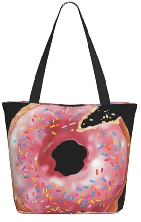 KCGSDEGV Borsa tote da donna con stampa in stile graffiti musicali, borsa a tracolla leggera con cerniera per shopping, scuola, lavoro, viaggi, Stampa ciambella, Taglia unica
