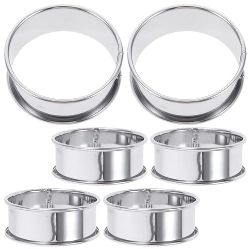 VANZACK Ronds Anneaux à Pâtisserie Lot de 6, en Acier Inoxydable | Démoulage Facile, Surface Antiadhésive, Nettoyage Simple, Cercle A Patisserie 24cm