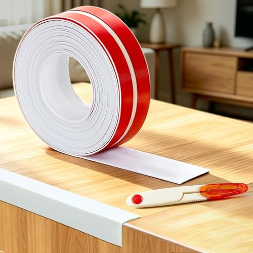 NETFLO Flexible Moulding Trim 5mx20mm White TPE Self Adhesive Corner Trim | Peel and Stick Moulding for Ceilings Tile Edges Furniture Edge Wall Corners Windows Tables