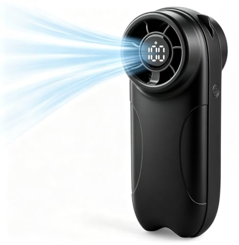 BIDFUL Handheld Fan 4000mAh 01-100 Speed Control, Compact Mini Fans Digital Display for Desk, Portable Fan Stand and Lanyard for Travel, Hand Fans Rechargeable via Type-C for Outdoor Cooling