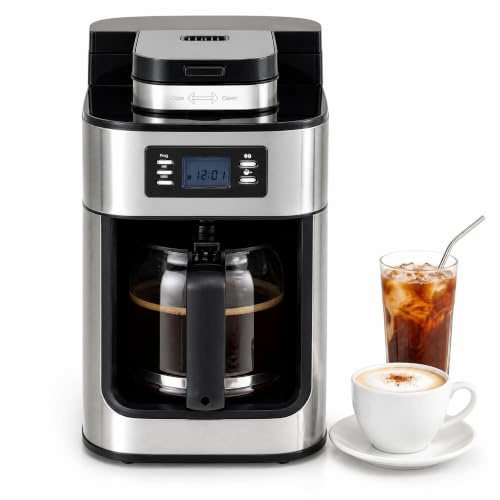 TANGZON Bean to Cup Filter Coffee Machine with Built-in Grinder, 8-Cup
