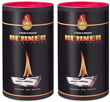 Burner Accendifuoco 2 x 100 Pezzi Bio Oil per Barbecue, Camino, Griglia, Stufa e Caminetti - Accendi Fuoco Naturale - 200 Bustine