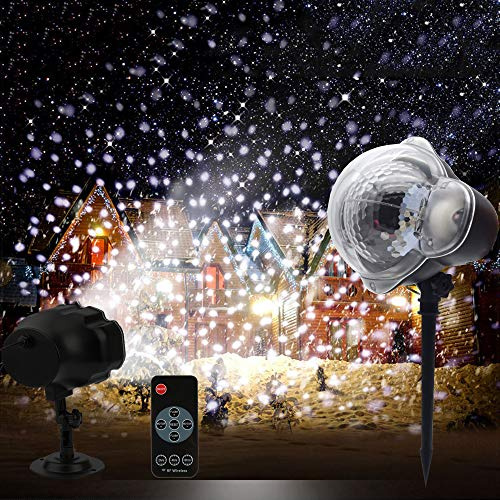 Projecteur de Lumière de Neige, Flocon de Neige Extérieur a Mené des Lumières/Lampe de Paysage Imperméable avec Télécommande sans Fil pour Noël, Vacances, Anniversaire, Mariage, Fête, Jardin
