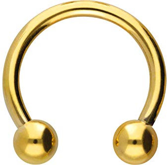 PIERCINGLINE Titan Hufeisenring Piercing Ring Ohr Nase Septum Lippe Intim Goldfarben 1,2 x 8 mm