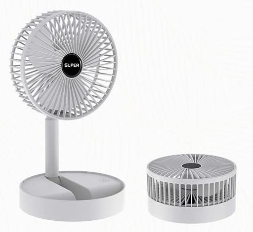 Ventilatore portatile da tavolo, ventilatore da pavimento, 2 in 1, per campeggio, esterno, senza fili, con USB, regolabile, ventilatore estensibile