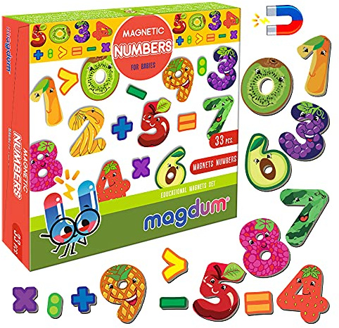 Kühlschrankmagnete Kinder MAGDUM Magnetzahlen - 35 GROßE Kühlschrank Magnete für Kleinkinder - Kinder Magnete für Magnettafel Kinder - Zahlen Magnete Kühlschrank - Magnetspiel - Magnettafel Kinder