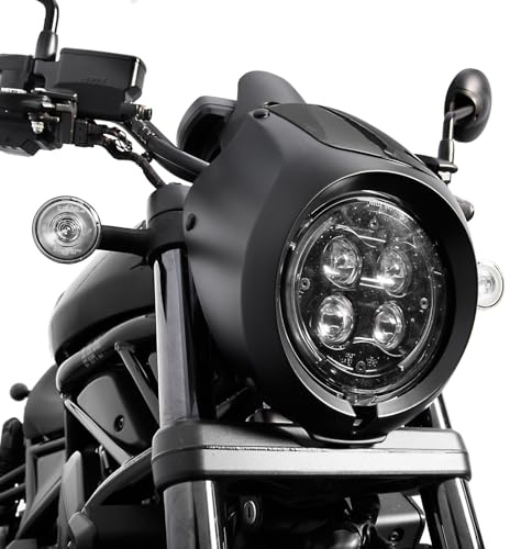 Motorrad Frontscheinwerfer Windschild Windschutzscheibe für Rebel CMX 1100 CM1100 2021-2026 Scheinwerferabdeckung, Schwarz