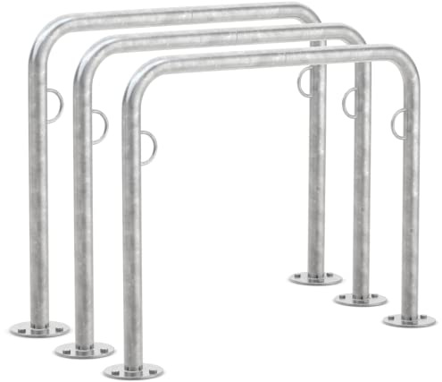 Fahrradanlehnsystem Trust 21 | 3er Pack | zum Aufdübeln | 1000mm | mit Ringösen | Fahrradständer für 2 Fahrräder | Anlehnbügel Anlehnparker Einzelständer Fahrradanlehnbügel Radständer | Dreifke®