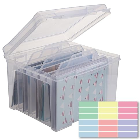Find Scrapblooms Greeting Card Storage & Organizer Box with 6 Removable Dividers for Holiday Birthday Get Well Cards Photos, Crafts, Scrapbooking(Clear)