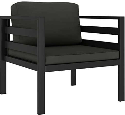 vidaXL 2X Einzelsofa mit Kissen Gartenmöbel Terrassensofa Terrassenmöbel Gartensofa Lounge Outdoor Sofa Sessel Aluminium Anthrazit
