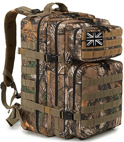 QT&QY 45L Military Tactical Hunting Backpacks for Men Camouflage Molle Army Assault Pack 3 Day Bug Out Bag Hiking Treeking Rucksack