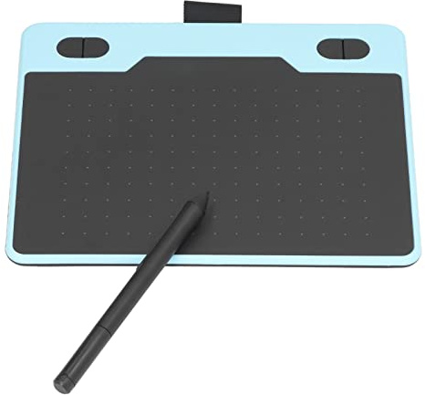 XJCX Grafik ritbord, 8192 nivåer tryckbatteri fri stylus, bärbar digital penna surfplatta med 4 anpassningsbara tangenter, 5080LPI beröringsupplösning, 15 x 10 cm stort avkänningsområde (blå)