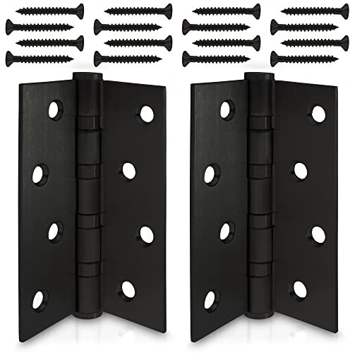 ECENCE Bisagra para Puerta de Acero Inoxidable 304 (V2A) 2 Piezas - Negro - Bisagra herraje con rodamiento cuádruple de bolas, Grosor de material 2,5 mm