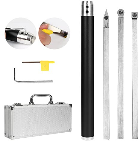 Drechseleisen,CEIEVER Drechselwerkzeuge mit Hartmetallfräsern,abnehmbarem Aluminiumgriff und Aluminium-Tragetasche Hartmetallbestückter Holzdrehwerkzeugsatz für Bastelliebhaber