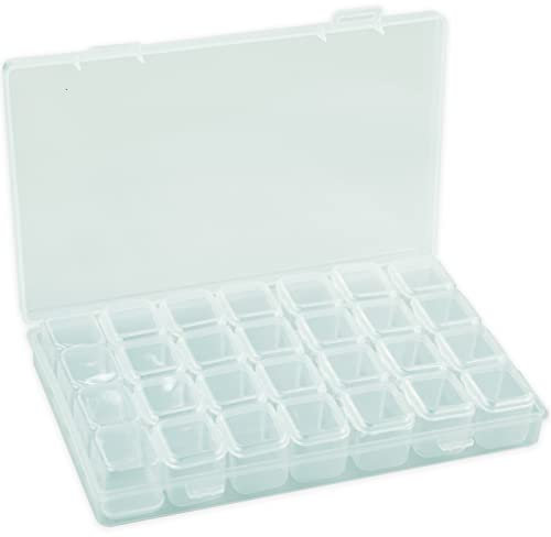 SZCXDKJ Art Storage Boxes,28 Grids Diamond Painting Accessories,Diamond Accessories Crystal Storage Box Embroidery Bead Boxes Organiser Case for Jewellery Beads Earring Tool Organisers Clear