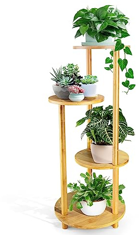 Bambus-Pflanzenständer für den Innenbereich, 4 Etagen, Pflanzgefäß-Regal für mehrere Pflanzen, Eckdekoration, hoher Halter, Wohnzimmer, Outdoor-Pflanzen, Präsentationsständer für Balkon, Terrasse,