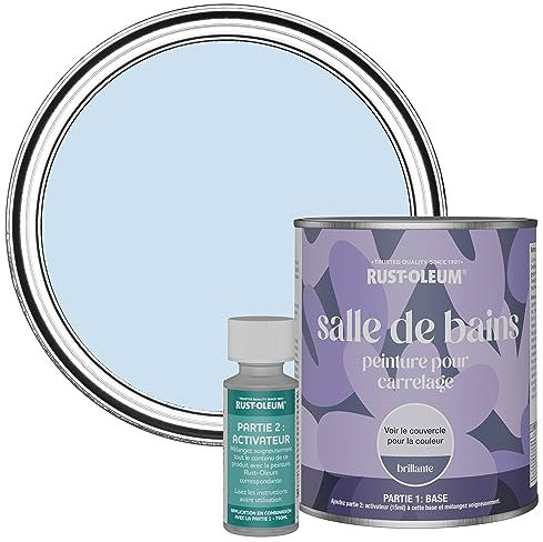 Rust-Oleum wasserfeste hellblau Fliesenfarbe für Badezimmer in Hochglanz Finish - Taubenblau 750ML