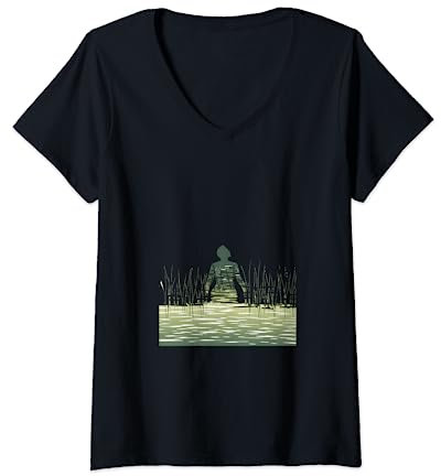 Damen Schnorchel Schnorchel Taucher Seegras Wiese Schnorchel T-Shirt mit V-Ausschnitt