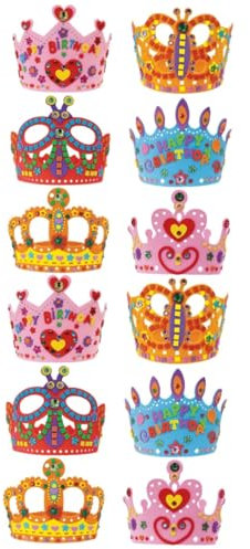 ibasenice 2 Sets Kronenhut-set Party-bastelset Für Jungen Und Mädchen Diadem-bastelset Mit Strass-aufklebern Geburtstagskronen Für Jungen Und Mädchen 6 Stück * 2