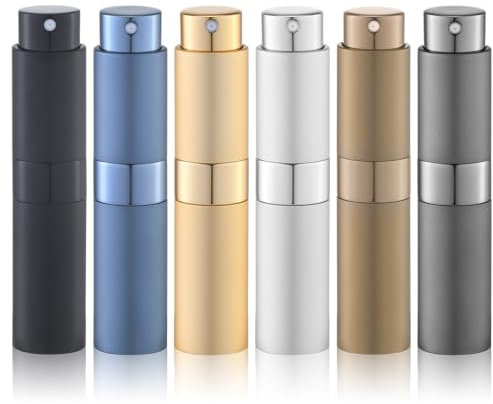 Lulupack Travel Perfume Bottle Refillable - Cologne Spray Atomizer Mini - Small Travel Size Empty Sprayer for Refill Sample Container - Portable Fragrance Decant Dispenser for Women Men 8ml 6PCS Brown