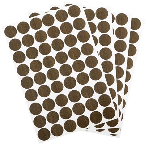 sourcing map 4 Sheets/216Pcs Screw Hole Stickers, 21mm/0.83inch PVC Self-Adhesive Screw Cover Sticker Dustproof Round Screw Covers Caps for Wooden Furniture Cabinet Shelve, Dark Brown