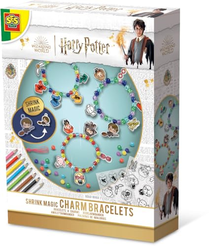 SES Creative Harry Potter Magic Bracelets, DIY Jewellery for Children, Shrink Film + Coloured Beads, Complete Creative Leisure Design, Handmade and Art, Gift Idea from 6 Years