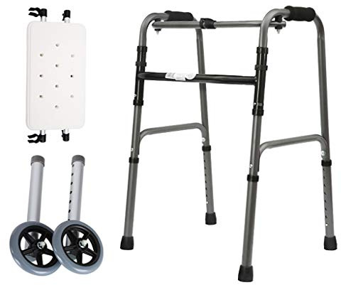 Aluminium für Senioren, Faltbares Gehgestell, 2-in-1 mit Sitz und Rad, Tragkraft 150 kg