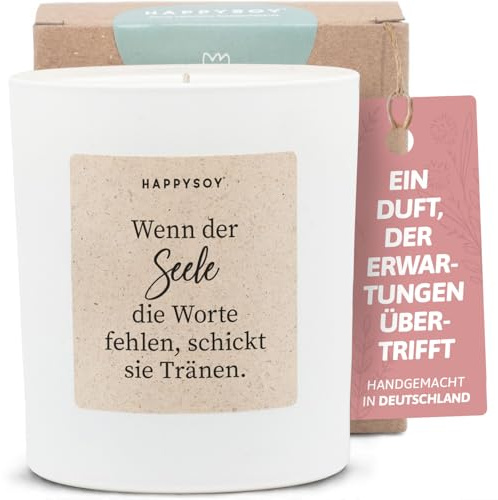 Cadeau pour deuil - Bougie parfumée avec inscription - Bougie de condoléances - Cadeau de condoléances - Bougie faite à la main - Cire de soja - Blanc