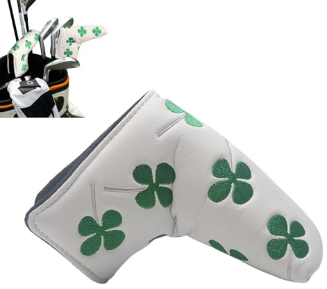 Hominas Couvre Putter pour Maillet de Golf, Putter de Golf Couvre Fer Crâne Trèfle PU Housses de Putter de Golf Couvre Drivers pour Toutes Les Marques