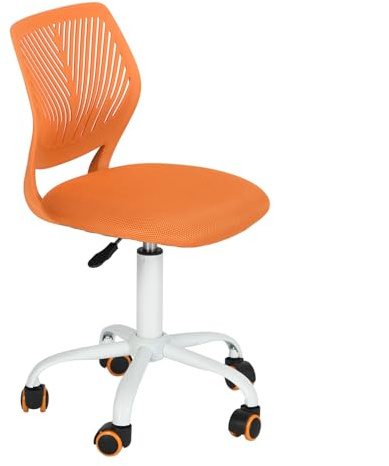 FurnitureR Silla de Escritorio Colorida, Moderno diseño Ajustable, para Ordenador, giratoria, sin reposabrazos, habitación de los niños, Trabajo en casa, Oficina, Naranja