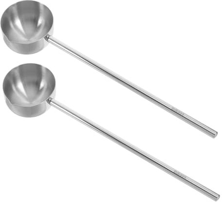 Ciieeo 2pcs Mini Stainless Steel Pot Ladle Spoon Oil Heating Pouring Pot for Kitchen Cooking Household Use Stainless Steel Ladle Spoon
