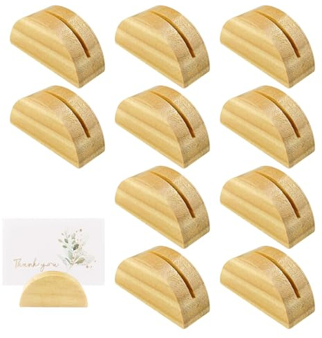 Eophmi Place Card Holders, 12pcs Wooden Table Number Holders, Menu Holder for Tables, Card Stand Wedding Name Seat Name Cards Postcard & Picture(4X2cm)