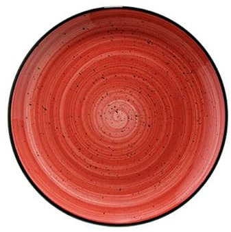 Service d'assiettes rondes de 12 pièces plates et empilables, 280g, SISILIA, plat à salade et dessert en porcelaine rouge - Dimension: 17 x 2 cm