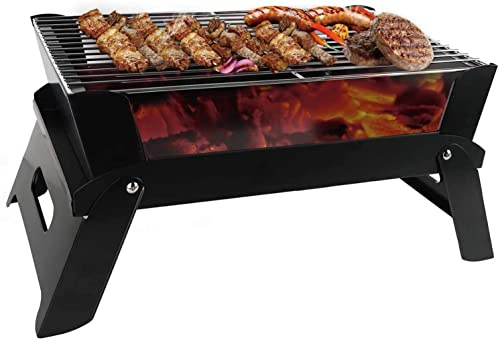 Barbecue Grill Charcoal Grill,Portable Barbecue Smoker Grill BBQ for Outdoor Cooking Camping Hiking Party-Black