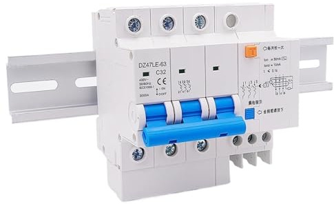 Disjoncteur différentiel triphasé DZ47LE-63 3P 16-63A 400V, protection contre les surcharges, qualité industrielle(63A)