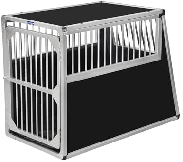 ALPUNA Transportbox N91 – Aluminium Hundebox 120×60×85 cm, Auto Hundebox mit Notausstieg, sicherer Hundetransport im Kofferraum mit Stoßstangenschutz
