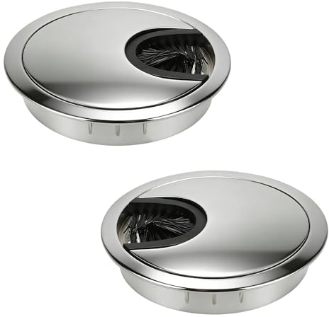Luabueb 2 Stück Kabeldurchführung Schreibtisch 60mm Silber Metall