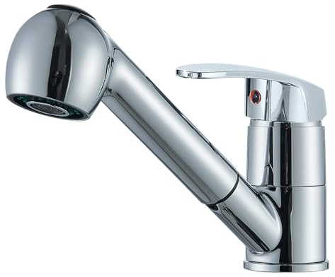 Cesinkin Wasserhahn Küche Ausziehbar Chrom Küchenarmaturen Hochdruck Herausziehbare 360° Drehbare Armatur mit 2 Sprühmustern
