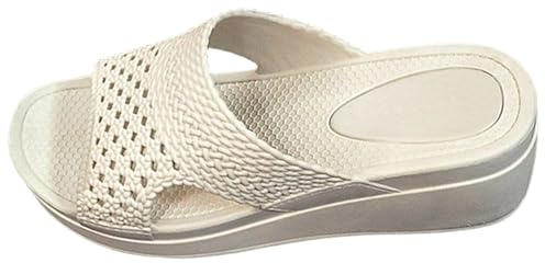 Badtofflor dam med klack, mjuka badpantoletter, öppna tår, lätta pantoletter, vadderade tofflor, bekväma strandskor, ergonomiska sommartofflor, halkfria badskor, Beige, 40 EU